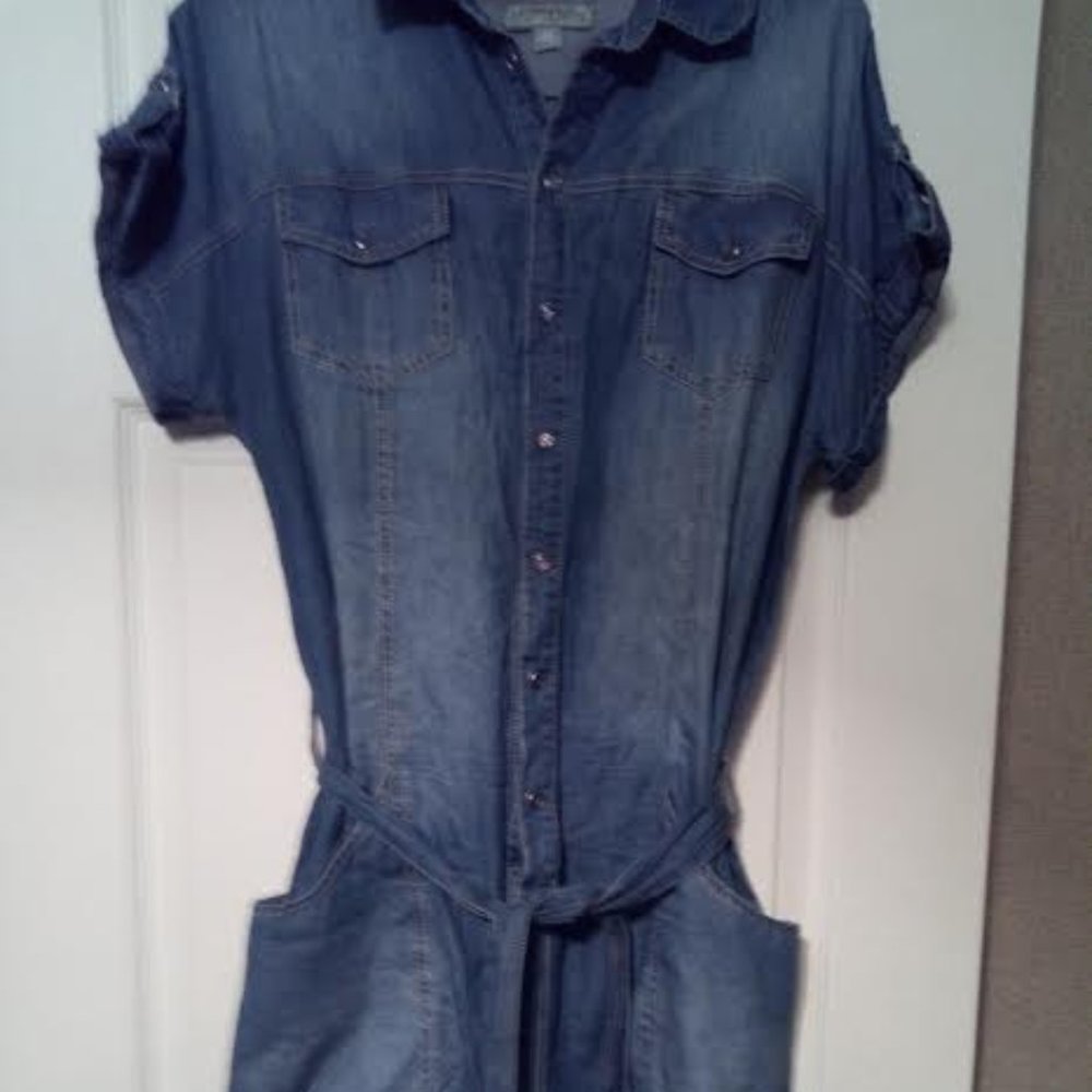 Springfield Light Wash Denim Short Sleeve Romper